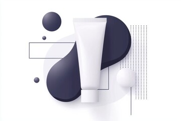 Stylized image of a white tube on a modern abstract background. Perfect for skincare or cosmetic product promotion.