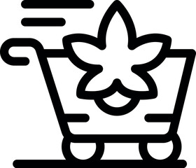 Poster - Shopping cart running with marijuana leaf inside for cannabis delivery service