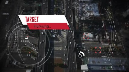 Poster - Target processing animation over aerial view of busy urban traffic