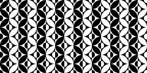 Aufkleber - Retro ornament from circles, seamless texture. Black and white circles, textile background. Vector.