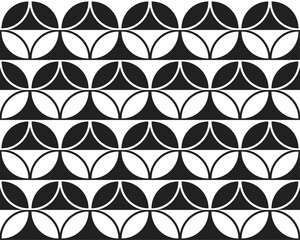 Leinwandbilder - Monochrome stylish circles. Vector checkerboard pattern of circles and diamonds. Stylish black and white decor pattern.