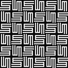 Fototapete - Abstract Korean or Chinese seamless pattern. Repeatimg geometric symmetric ornament. Trellis. Symmetric lines lattice. Vector monochrome tiled ethnic background.