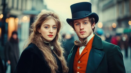 A man and a woman are posing for a picture in front of a building