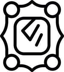 Poster - Square mirror with rounded corners reflecting light surrounded by four circles