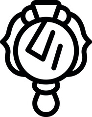 Poster - Hand mirror with handle reflecting light icon, outline style