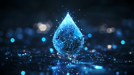 Wall Mural - Digital water drop, a symbol of future technology