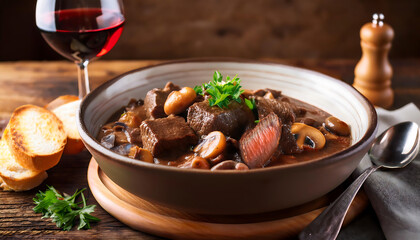 Wall Mural - A hearty bowl of Beef Bourguignon