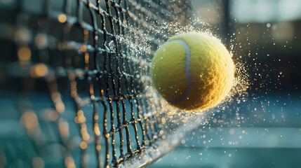 Poster - Illustration of a tennis ball on a tennis court