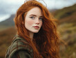 © GeertJan - Portrait of a Young Beautiful Red-Haired Scottish Woman in a Serene Highland Landscape