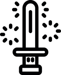 Sticker - Simple, bold line icon of a magic staff surrounded by sparkles, perfect for fantasy games and projects