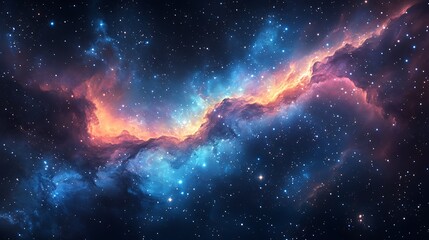 Wall Mural - Cosmic Nebula with Swirling Clouds of Gas and Dust.