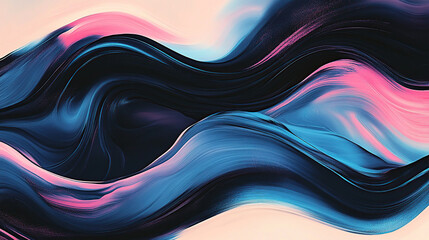 an abstract digital painting of black and blue waves