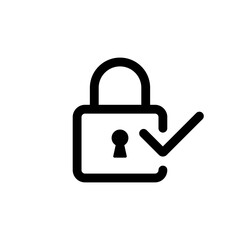 Poster - Lock with check mark icon. Padlock and tick sign symbol