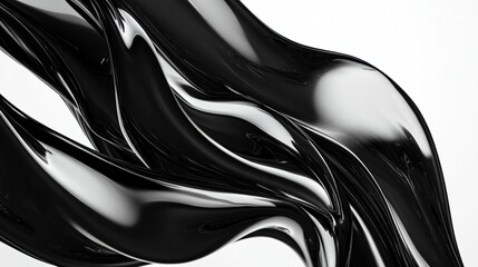 Canvas Print - Abstract Black Waves.