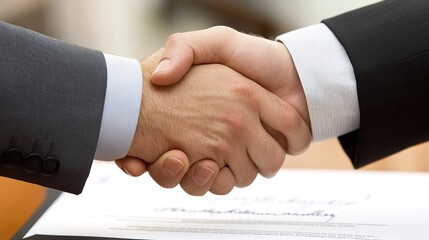 Canvas Print - Handshake over a signed contract, representing trust and collaboration