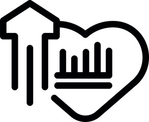 Poster - Line art vector icon of a bank inside a heart shape representing love for finance