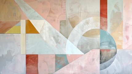 Wall Mural - A painting with a pink background and a blue circle in the middle