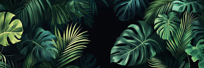 Canvas Print - Tropical Leaf Border.