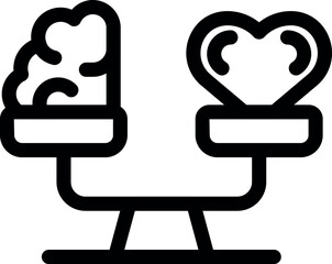 Poster - Balance scale comparing the human heart with the brain, symbolizing the contrast between logic and feelings