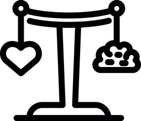 Poster - Simple icon of a balance scale weighing a heart and a brain, symbolizing the conflict between logic and emotion