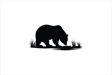 Walking Bear silhouette black icon vector grizzly logo symbol animal illustration.