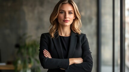 Poster - Portrait of a confident young female business leader in a stylish office environment, engaging and professional