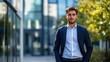 © WS Studio 1985 - Portrait of a successful young businessman standing confidently in front of a modern office building