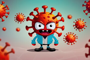 Sticker - Humorous Cartoon Virus Character Mobile Wallpaper Designs