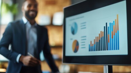 Poster - business professional presenting a sales report or data analysis in a mentorship setting