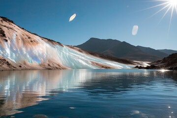 Wall Mural - Stunning Opal Landscape with Clear Skin and Shimmering Reflective Water