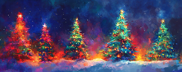 Canvas Print - Festive Christmas Trees.