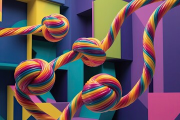 Vibrant Three Dimensional Art featuring Elegantly Twisted Orbs