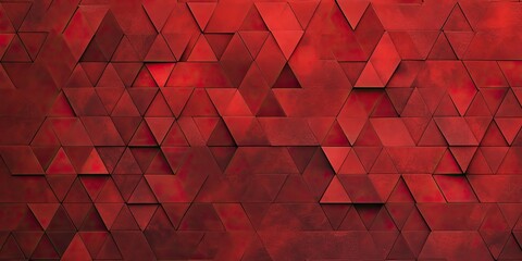 Poster - Red Geometric Abstract Pattern with Triangles