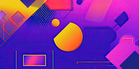 Poster - Vibrant Geometric Shapes on Colorful Background