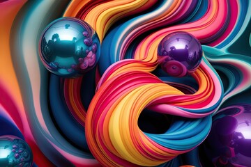 Vibrant Three Dimensional Art with Elegantly Twisted Orb Designs