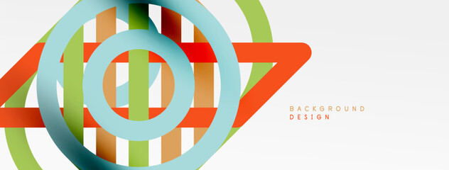 Fototapete - Abstract background - colorful circle lines technology or business digital template