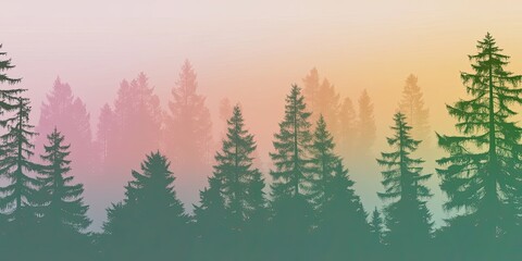 Wall Mural - Colorful Forest Silhouette at Sunrise or Sunset