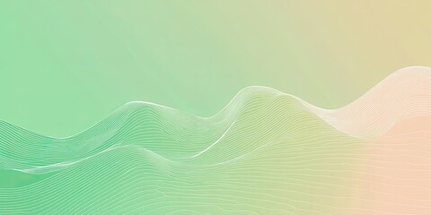 Wall Mural - Abstract Waves in Soft Green and Peach Tones