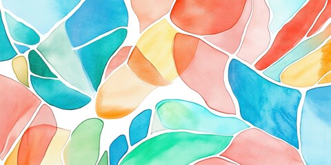 Sticker - Colorful Abstract Watercolor Shapes and Patterns