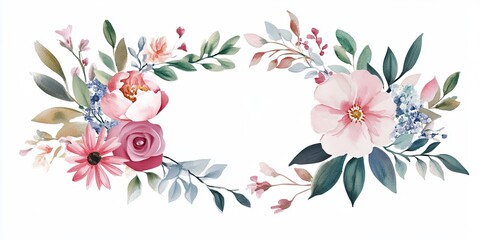 Sticker - Elegant Floral Frame with Pink and Blue Flowers