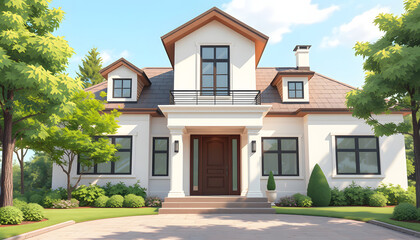 Wall Mural - entrance to the modern house isolated with white highlights, png