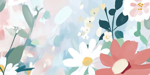 Poster - Abstract Floral Design with Soft Colors and Shapes