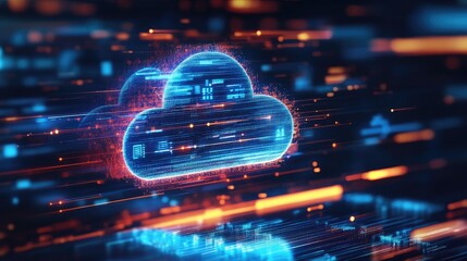 Poster - An abstract digital cloud, symbolizing innovation in cloud computing and storage.