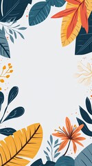 Sticker - Colorful Floral Border Illustration with Empty Center Space