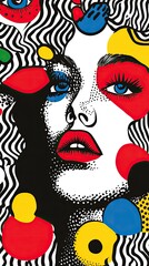 Wall Mural - Vibrant Pop Art Portrait with Bold Colors