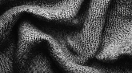 Poster - A detailed closeup reveals a textured fabric featuring intricate patterns and weaves, beautifully contrasting light and shadow in rich grayscale tones that create visual depth