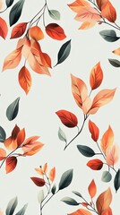 Wall Mural - Autumn Leaves Pattern on Light Background