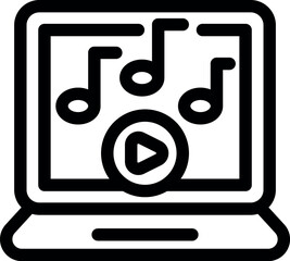 Poster - Music streaming on a laptop with a play button and musical notes