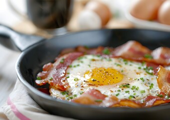 Wall Mural - fried egg with bacon