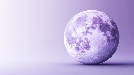 Poster - A closeup view of a moon sphere rendered in varying shades of purple, highlighting surface details against a solid backdrop, creating an ethereal atmosphere